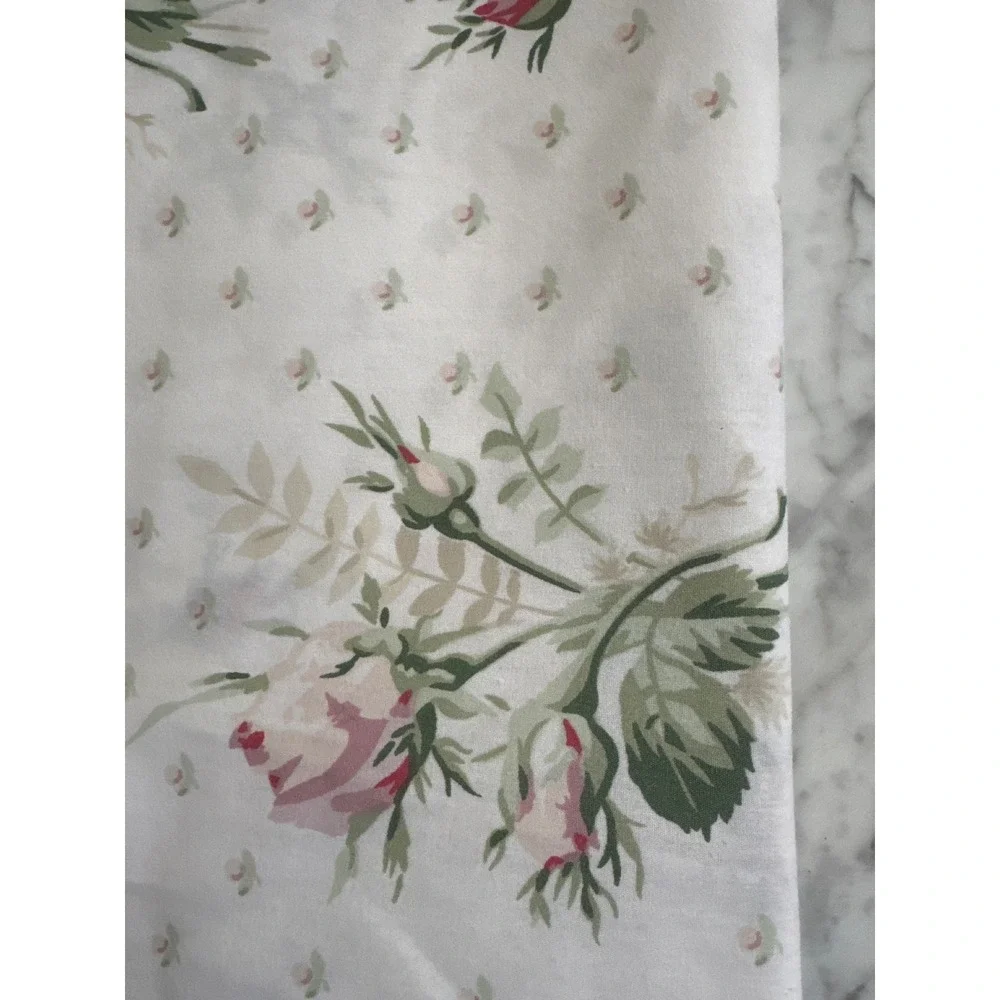 Springmaid Vintage Floral Queen Flat Sheet 2 Pillowcases Pink Rose Cottagecore